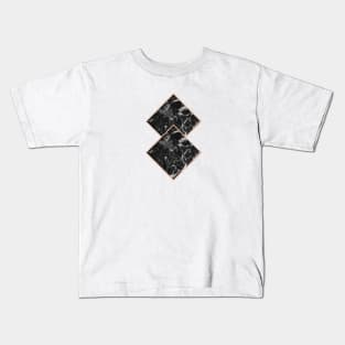 Diamond black marble - rose gold gilded Kids T-Shirt